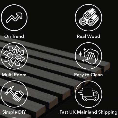 Panel Haus Premium 3-sided Wood Veneer Grey Oak Acoustic Slat Wall Panel - 240cm x 32cm (2 pack)