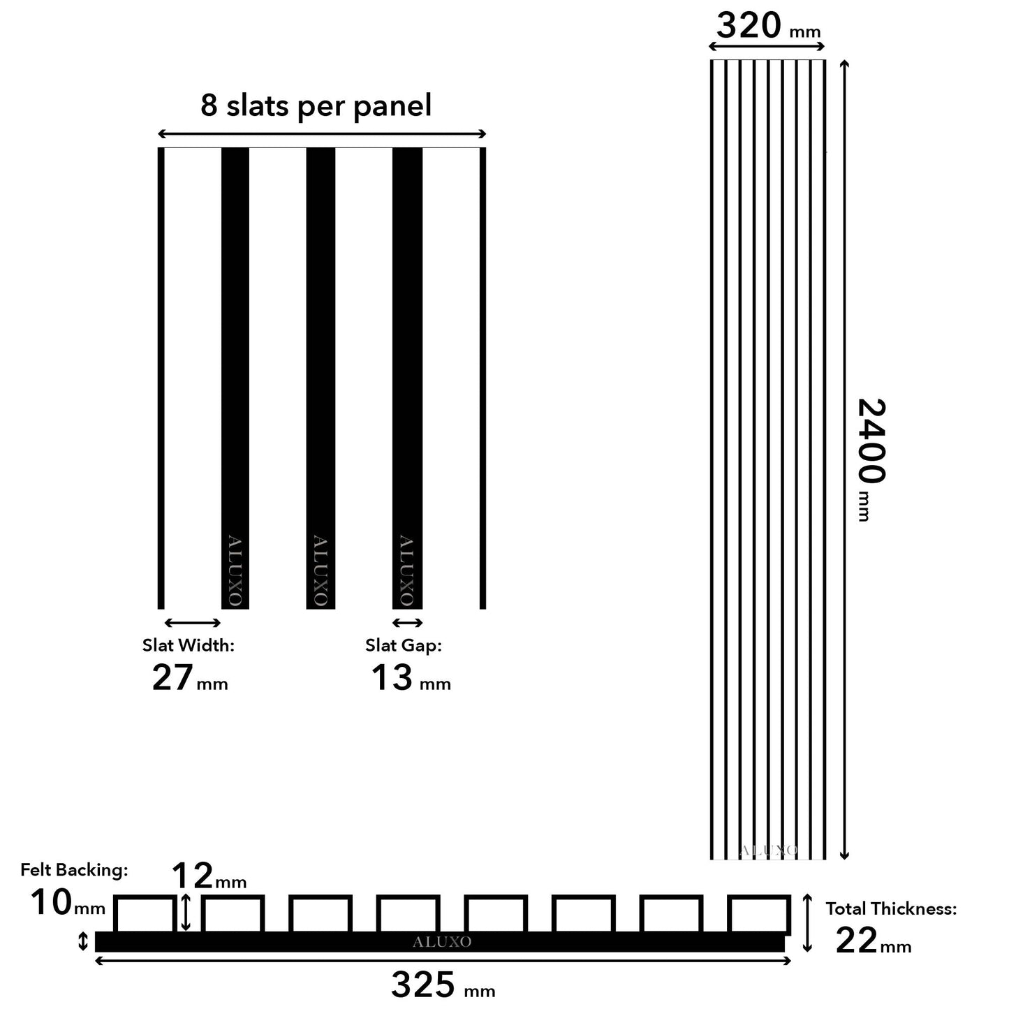 Panel Haus Colour Grey Acoustic Slat Wall Panel - 240cm x 32cm (2 pack)