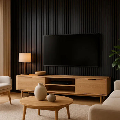 Panel Haus Colour Black Acoustic Slat Wall Panel - 240cm x 32cm (2pack)