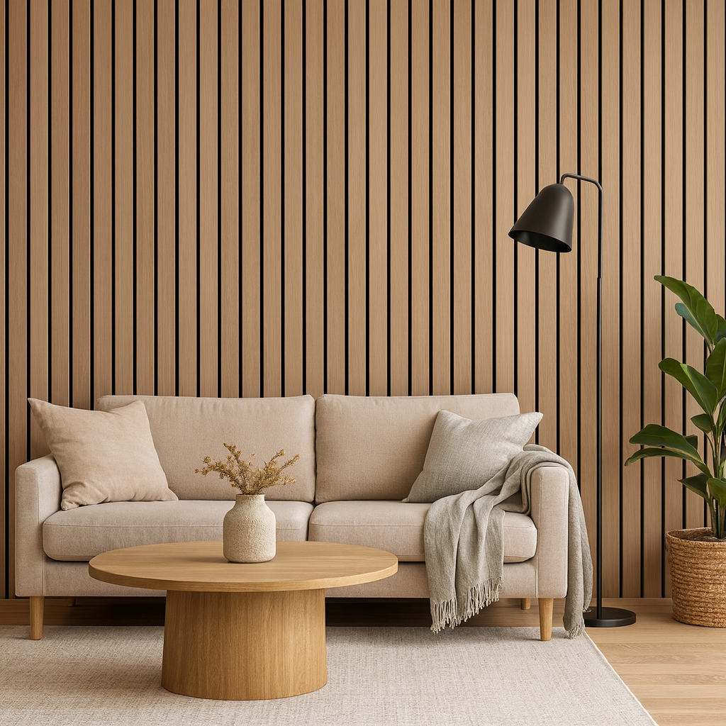 Panel Haus Premium Wide Slat 3-sided Wood Veneer Oak Acoustic Wall Panel  - 240cm x 30cm (2 pack)