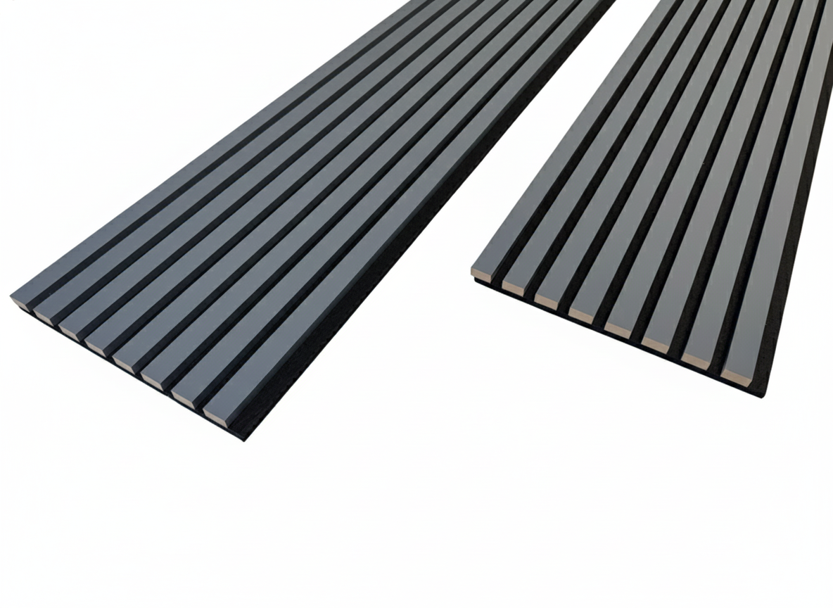 Panel Haus Colour Grey Acoustic Slat Wall Panel - 240cm x 32cm (2 pack)
