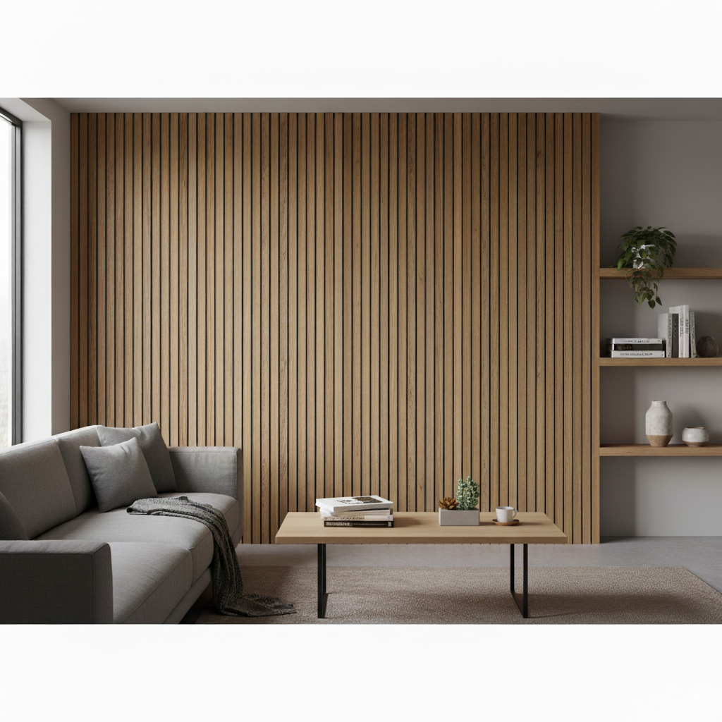 Panel Haus Premium Wide Slat 3-sided Wood Veneer Oak Acoustic Wall Panel  - 240cm x 30cm (2 pack)