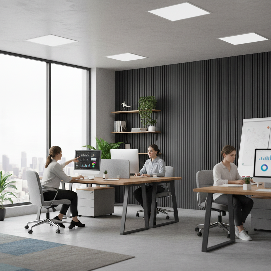 Panel Haus Colour Grey Acoustic Slat Wall Panel - 240cm x 32cm (2 pack)