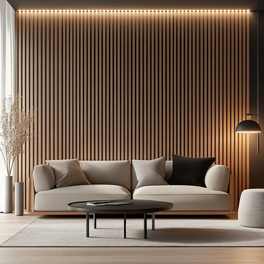 Panel Haus Oak Acoustic Slatted Wood Wall Panels- 240cm x 32cm (2 pack)